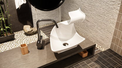 Lavabo Cástor de diseño contemporáneo en Solid Surface, Guch Desig